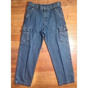 Vintage 90's Wrangler Denim Cargo Jeans Men's 34 x 30 100% Cotton